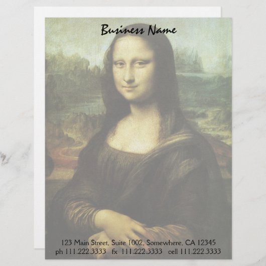 Leonardo da Vinci's Mona Lisa, Renaissancekunst Gepersonaliseerd Briefhoofd (Voorkant / Achterkant)