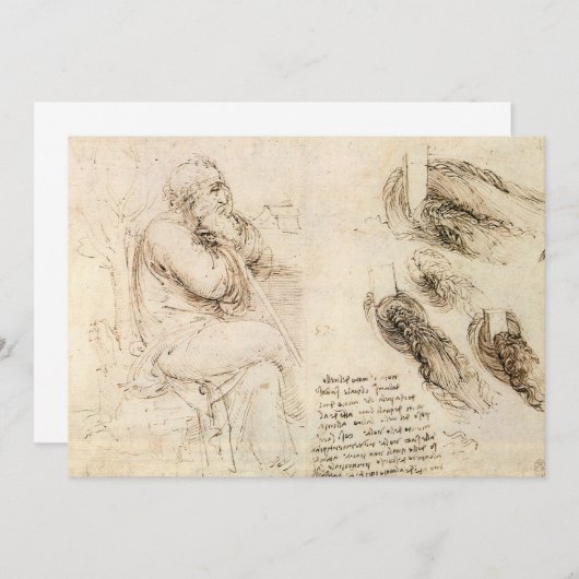 Leonardo da Vinci's Oude Man en Waterschets (Voorkant / Achterkant)