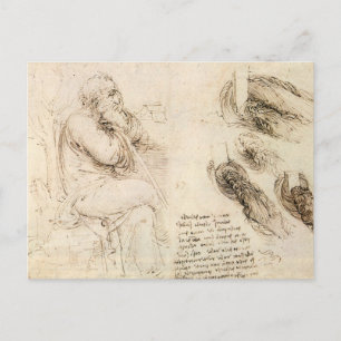 Leonardo da Vinci's Oude Man en Waterschets Briefkaart