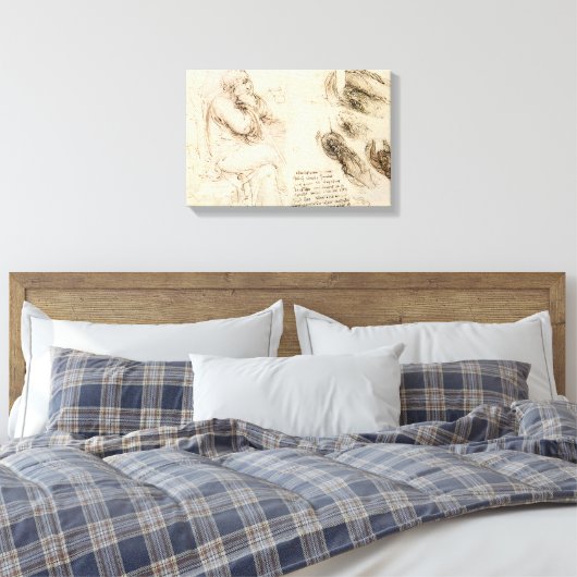 Leonardo da Vinci's Oude Man en Waterschets Canvas Afdruk (Insitu (Slaapkamer))