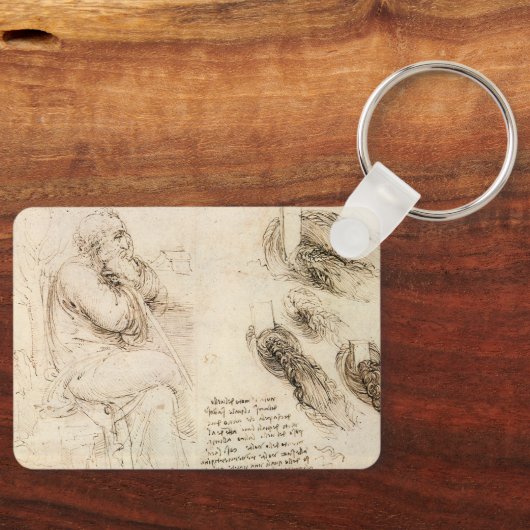 Leonardo da Vinci's Oude man en waterschets Sleutelhanger (Voorkant)