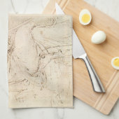 Leonardo da Vinci's Oude Man en Waterschets Theedoek (Quarter Fold)