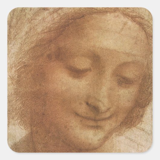 Leonardo da Vinci's Portret van de Heilige Anne St Vierkante Sticker (Voorkant)