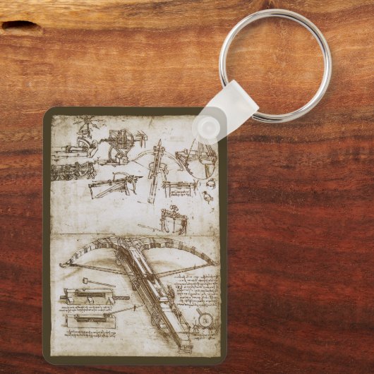 Leonardo da Vinci's reusachtige kruisboog wapen sc Sleutelhanger (Achterkant)