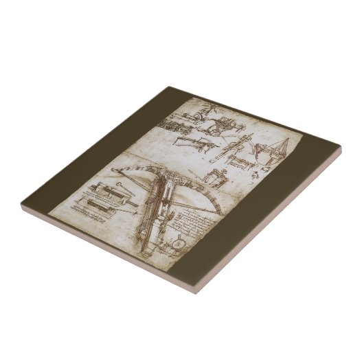 Leonardo da Vinci's reusachtige kruisboog wapen sc Tegeltje (Zijkant)