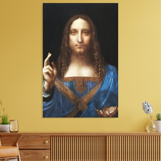 Leonardo da Vinci's Salvator Mundi Canvas Afdruk (Insitu (Woonkamer))