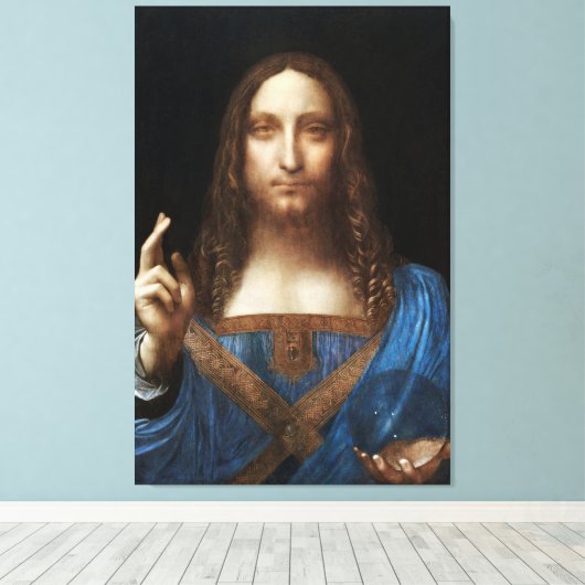 Leonardo da Vinci's Salvator Mundi Canvas Afdruk (Insitu (Houten vloer))