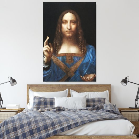 Leonardo da Vinci's Salvator Mundi Canvas Afdruk (Insitu (Slaapkamer))