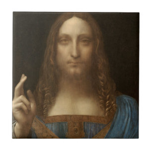 Leonardo da Vinci's Salvator Mundi (Jezus Christus Tegeltje
