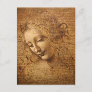 Leonardo da Vinci's Scapigliata, hoofd van een vro Briefkaart