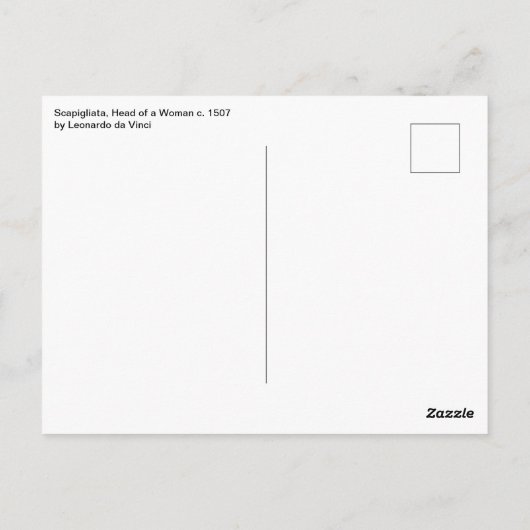 Leonardo da Vinci's Scapigliata, hoofd van een vro Briefkaart (Achterkant)
