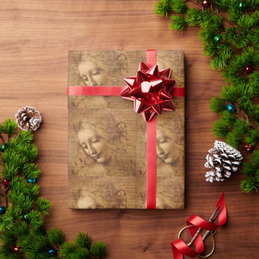 Leonardo da Vinci's Scapigliata, hoofd van een vro Cadeaupapier (Feestdagen Geschenken)