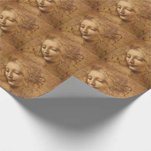 Leonardo da Vinci's Scapigliata, hoofd van een vro Cadeaupapier (Hoek)