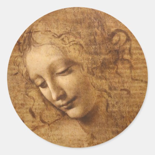 Leonardo da Vinci's Scapigliata, hoofd van een vro Ronde Sticker (Voorkant)