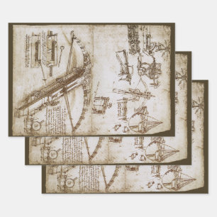 Leonardo da Vinci's schets van het reusachtige kru Inpakpapier Vel