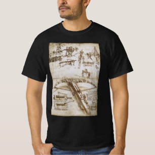 Leonardo da Vinci's schets van het reusachtige kru T-shirt