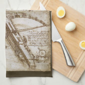Leonardo da Vinci's schets van het reusachtige kru Theedoek (Quarter Fold)