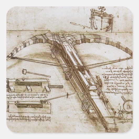 Leonardo da Vinci's schets van het reusachtige kru Vierkante Sticker (Voorkant)