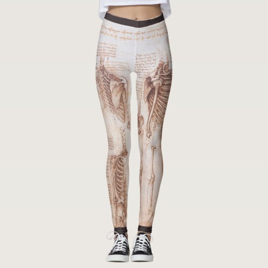 Leonardo da Vinci's Skelet van de Menselijke Anato Leggings (Voorkant)