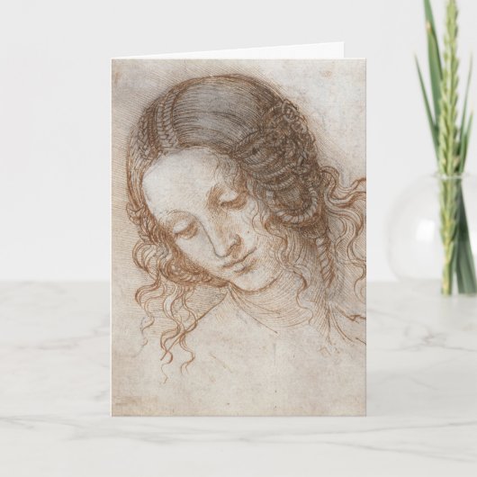 Leonardo da Vinci's Studie van de kop van Leda Kaart (Voorkant)