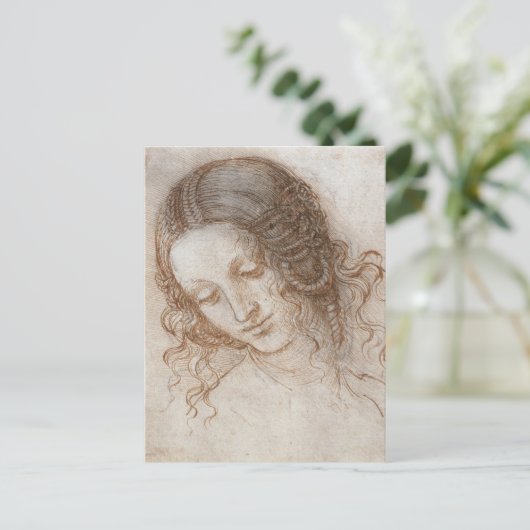Leonardo da Vinci's studie van het hoofd van Leda Briefkaart (Staand voorkant)