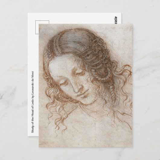 Leonardo da Vinci's studie van het hoofd van Leda Briefkaart (Voorkant / Achterkant)