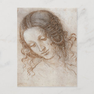 Leonardo da Vinci's studie van het hoofd van Leda Briefkaart