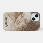 Leonardo da Vinci's Studie van het hoofd van Leda iPhone 15 Case (Achterkant horizontaal)
