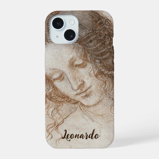 Leonardo da Vinci's Studie van het hoofd van Leda iPhone 15 Case (Achterkant)