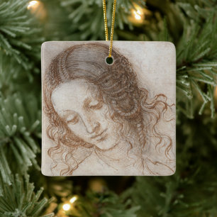 Leonardo da Vinci's Studie van het hoofd van Leda Keramisch Ornament