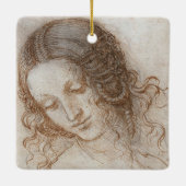 Leonardo da Vinci's studie van het hoofd van Leda Keramisch Ornament (Achterkant)