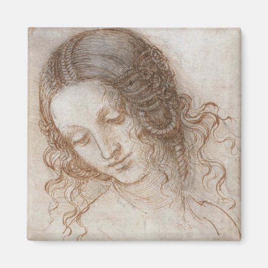 Leonardo da Vinci's studie van het hoofd van Leda Magneet (Voorkant)