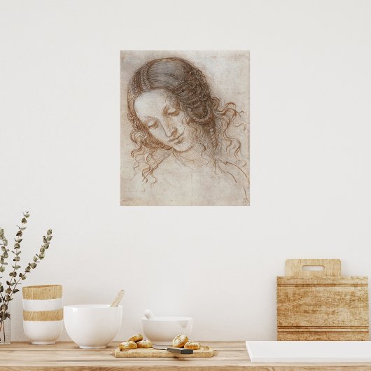 Leonardo da Vinci's studie van het hoofd van Leda Poster (Keuken)