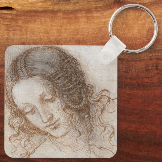 Leonardo da Vinci's studie van het hoofd van Leda Sleutelhanger (Achterkant)