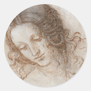 Leonardo da Vinci's Studie van Leda's hoofd Ronde Sticker