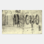 Leonardo da Vinci's technische schets van een wiel Rechthoekige Sticker (Voorkant)