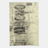 Leonardo da Vinci's technische schets van een wiel Theedoek (Verticaal)