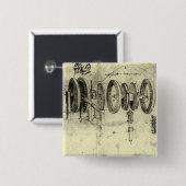 Leonardo da Vinci's technische schets van een wiel Vierkante Button 5,1 Cm (Voorkant /achterkant)