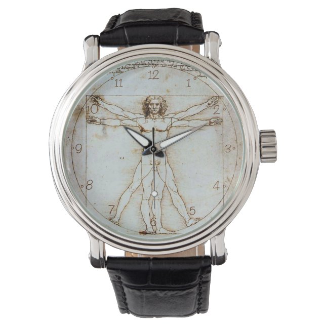 Leonardo da Vinci's Vitruvian Man Watch Horloge (Voorkant)