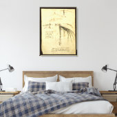 Leonardo da Vinci's vleugel op vliegmachineschets Canvas Afdruk (Insitu (Slaapkamer))