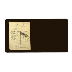 Leonardo da Vinci's vleugel op vliegmachineschets Etiket