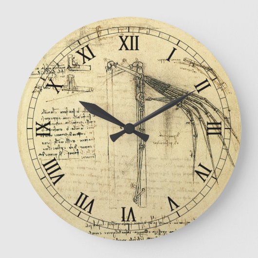 Leonardo da Vinci's vleugel op vliegmachineschets Grote Klok (Voorkant)