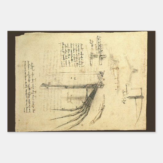 Leonardo da Vinci's vleugel op vliegmachineschets Inpakpapier Vel (Voorkant 2)