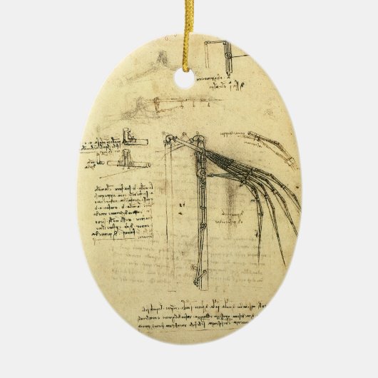Leonardo da Vinci's vleugel op vliegmachineschets Keramisch Ornament (Voorkant)