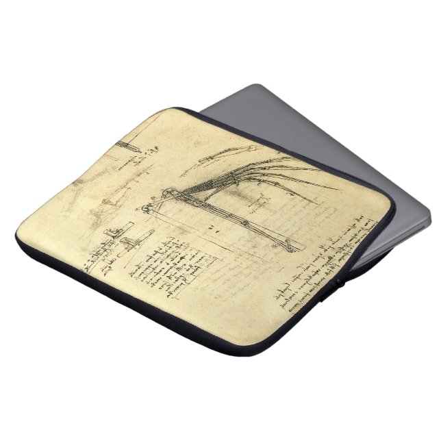 Leonardo da Vinci's vleugel op vliegmachineschets Laptop Sleeve (Voorkant top)