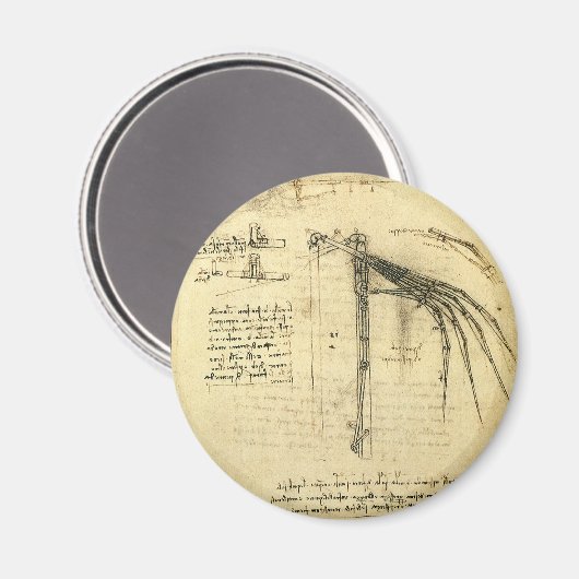 Leonardo da Vinci's vleugel op vliegmachineschets Magneet (Voorkant / Achterkant)