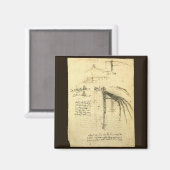 Leonardo da Vinci's vleugel op vliegmachineschets Magneet (Voorkant / Achterkant)