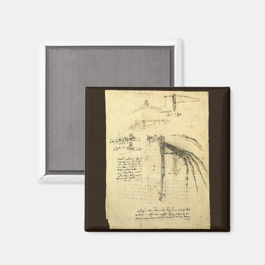 Leonardo da Vinci's vleugel op vliegmachineschets Magneet (Voorkant / Achterkant)