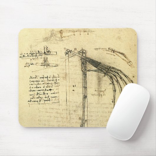 Leonardo da Vinci's vleugel op vliegmachineschets Muismat (Met muis)