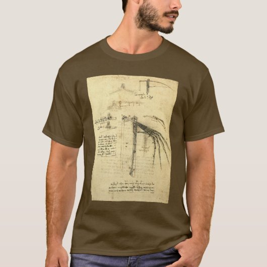 Leonardo da Vinci's vleugel op vliegmachineschets T-shirt (Voorkant)